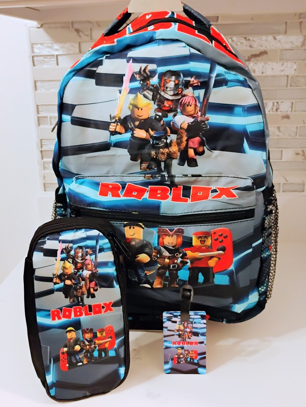 NEW 3FER Roblox Backpack Set w/Pencil Case & Luggage Tag
